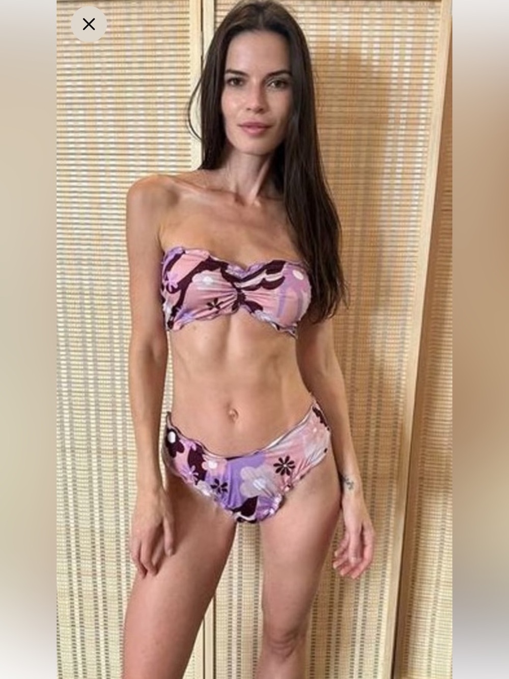 Oceanus Teresa Lavender Floral Ruffle Bikini Set